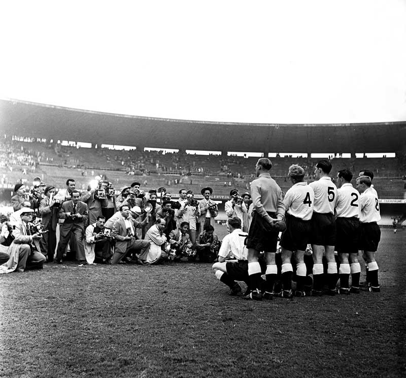 England line-up before their first World Cup game against Chile in 1950.